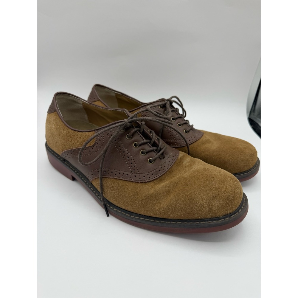 GH Bass Buchanon Mens‎ 10.5 D Saddle Shoes Tan Suede Brown Leather Oxfords